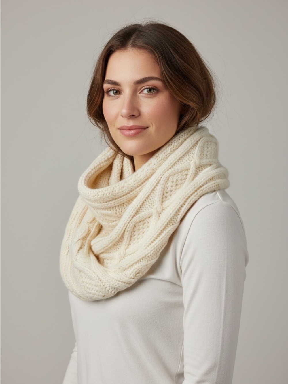 Old Navy Cream Cable Knit Infinity Scarf